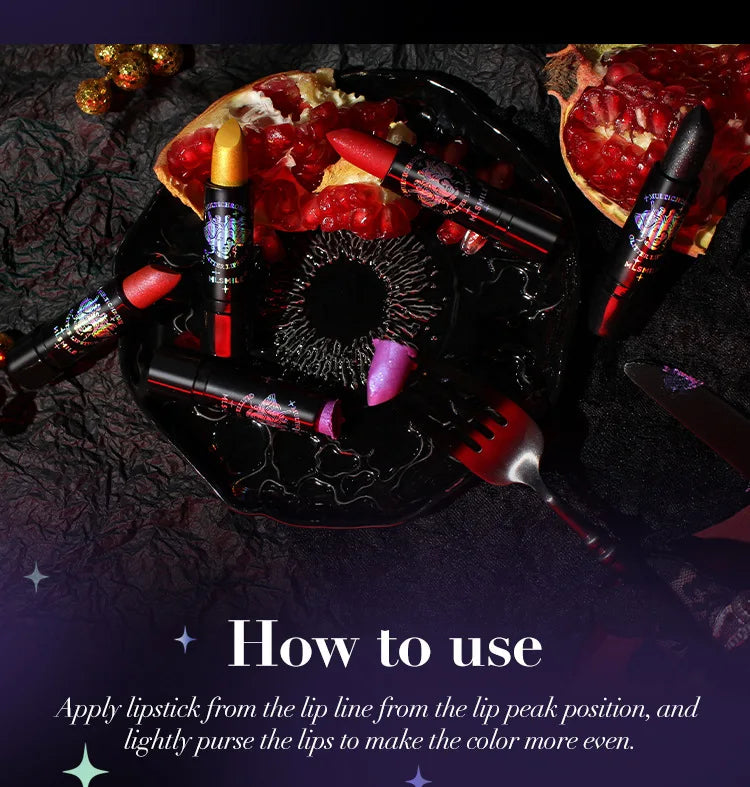 Pearly Lustre Diamond Lipstick Shiny Metallic Lipsticks Black Dark Red Lipsticks Matte Lasting Non-stick Cup Festival Lip Makeup - Glowing Love