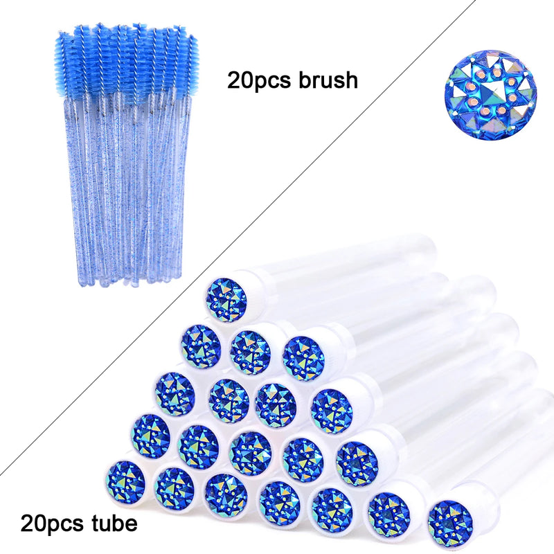 OKAYLASH 20Sets Eyelash Mascara Wands Tubes Reusable Glitter Eye Lash Brush Case Eyebrow Spoolie Comb Container Wholesale