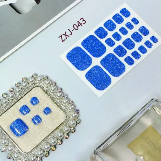 Toe Nail Art Sticker Tips Wraps Adhesive Decals Toenail Polish Strips DIY Pedicure Foot Decals Manicure Women