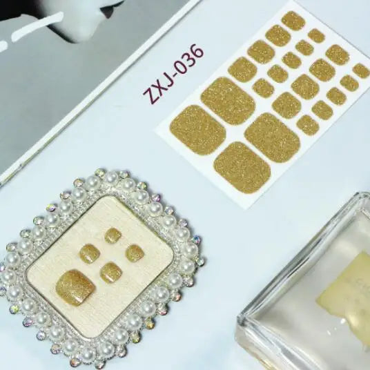 Toe Nail Art Sticker Tips Wraps Adhesive Decals Toenail Polish Strips DIY Pedicure Foot Decals Manicure Women - Glowing Love