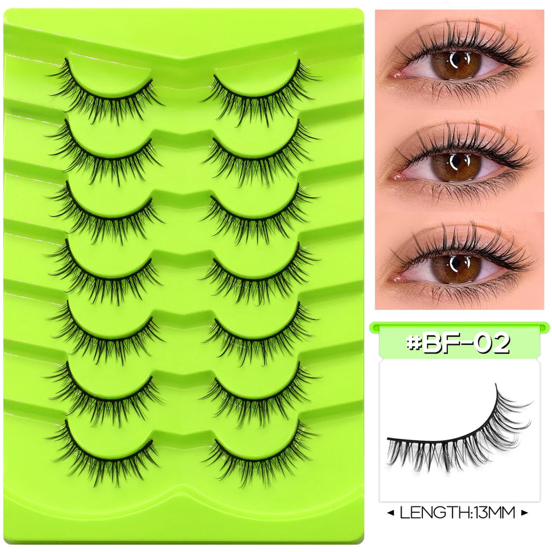 GROINNEYA Manga Lashes Eyes Lashes Soft Natural Long Eyelashes False Eyelashes Anime Wispy Strip Fake Lashes Makeup