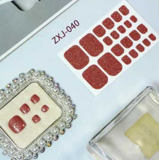 Toe Nail Art Sticker Tips Wraps Adhesive Decals Toenail Polish Strips DIY Pedicure Foot Decals Manicure Women - Glowing Love