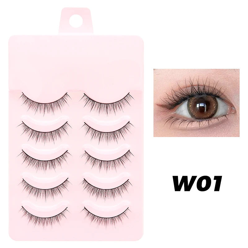 DINGSEN 5 Pairs Manga Lashes Eyes Lashes Soft Natural Long Eyelashes Fake Lashes Anime Wispy Strip False Eyelashes Makeup - Glowing Love