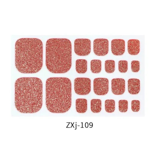 Toe Nail Art Sticker Tips Wraps Adhesive Decals Toenail Polish Strips DIY Pedicure Foot Decals Manicure Women