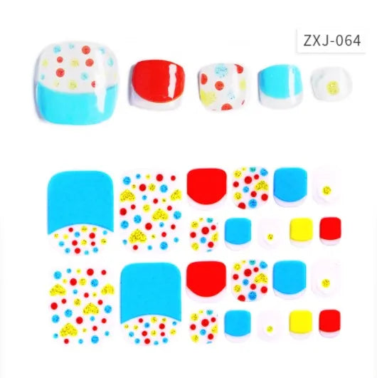 Toe Nail Art Sticker Tips Wraps Adhesive Decals Toenail Polish Strips DIY Pedicure Foot Decals Manicure Women - Glowing Love