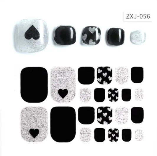 Toe Nail Art Sticker Tips Wraps Adhesive Decals Toenail Polish Strips DIY Pedicure Foot Decals Manicure Women - Glowing Love