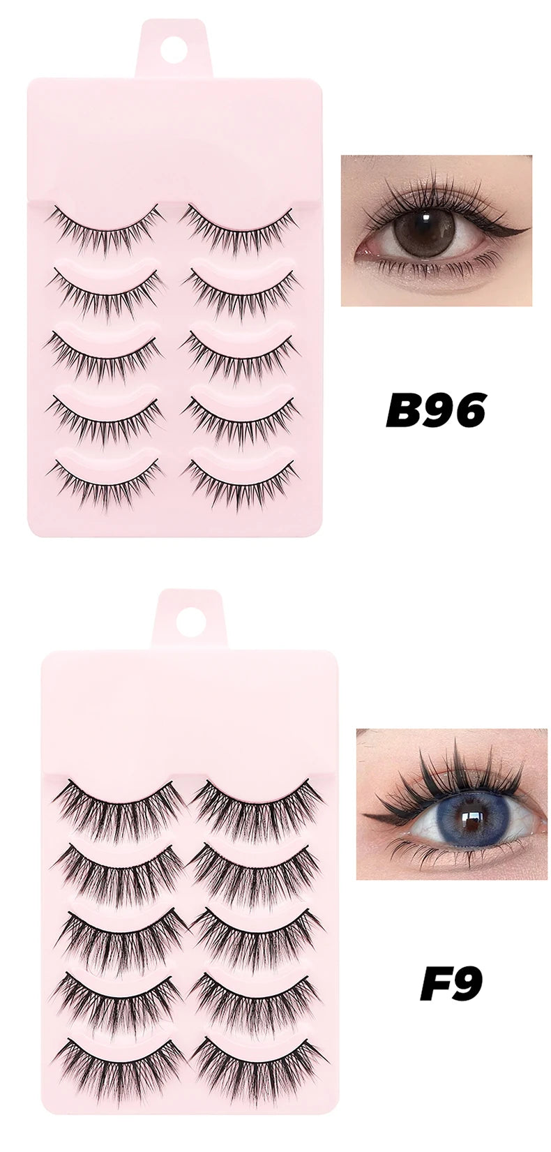 DINGSEN 5 Pairs Manga Lashes Eyes Lashes Soft Natural Long Eyelashes Fake Lashes Anime Wispy Strip False Eyelashes Makeup - Glowing Love