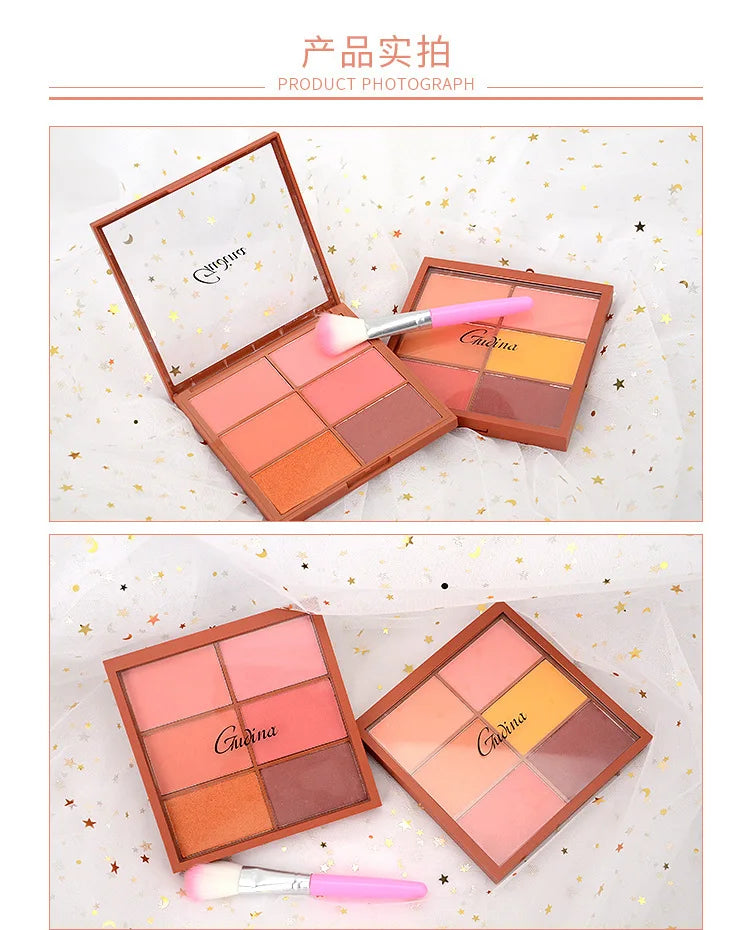 6 Colors Matte Blush Palette Cute Sunburn Makeup Palette Peach Pumpkin Color Lasting Nature Water Proof Quality Female Cosmetic