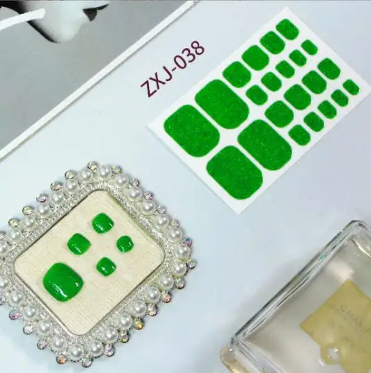 Toe Nail Art Sticker Tips Wraps Adhesive Decals Toenail Polish Strips DIY Pedicure Foot Decals Manicure Women - Glowing Love