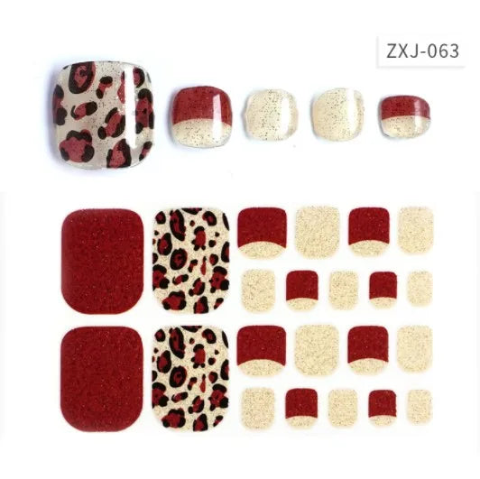Toe Nail Art Sticker Tips Wraps Adhesive Decals Toenail Polish Strips DIY Pedicure Foot Decals Manicure Women