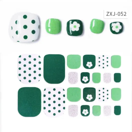 Toe Nail Art Sticker Tips Wraps Adhesive Decals Toenail Polish Strips DIY Pedicure Foot Decals Manicure Women - Glowing Love