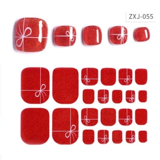 Toe Nail Art Sticker Tips Wraps Adhesive Decals Toenail Polish Strips DIY Pedicure Foot Decals Manicure Women