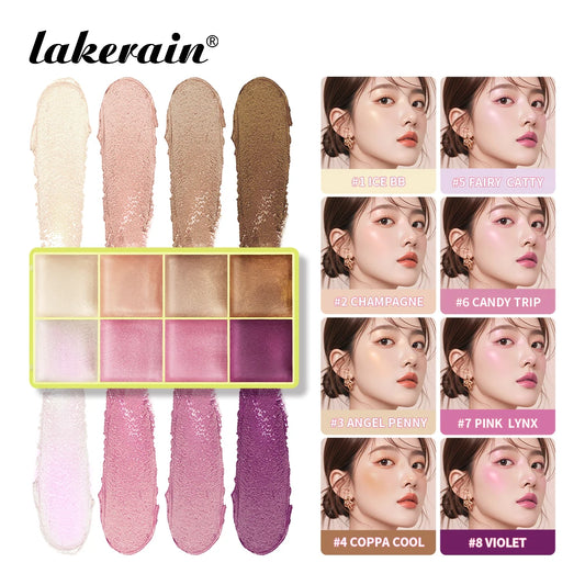 8Colors Highlight/Brow/Blush Palett Enhance Facial Three-dimensional Makeup Shimmer Waterproof Makeup Tool Cosmetic