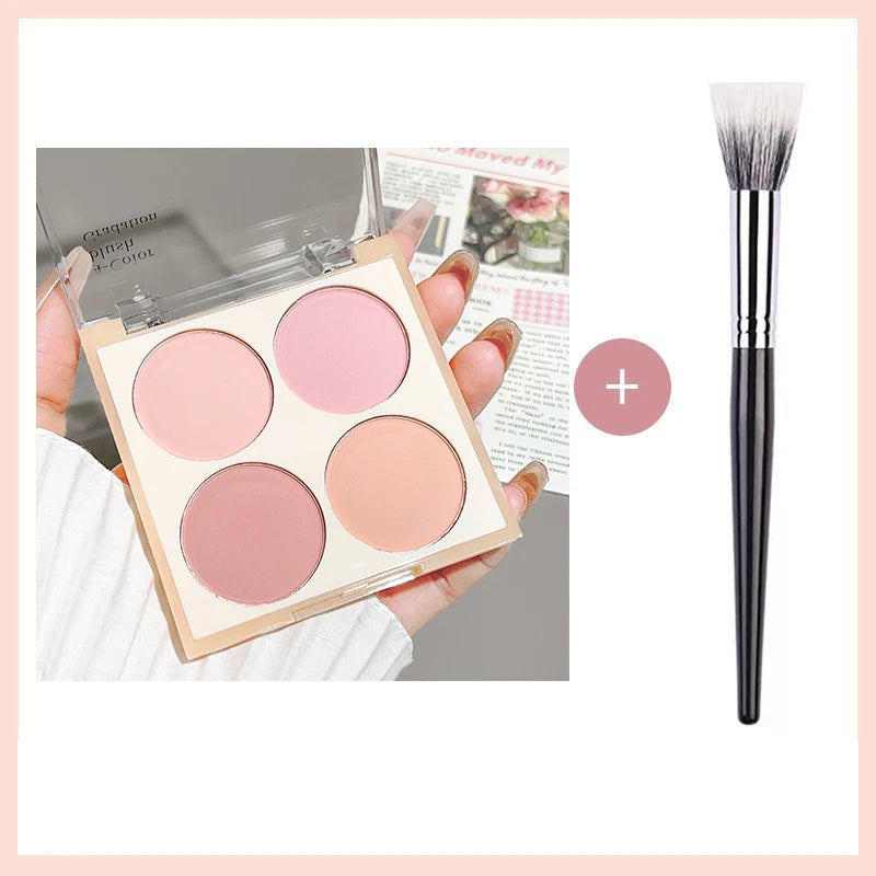 4-Color Matte Blush Palette, Waterproof Long-Lasting, Easy Apply,Multi-Look Face & Eye Makeup,Unisex,Safe Certified,Perfect Gift
