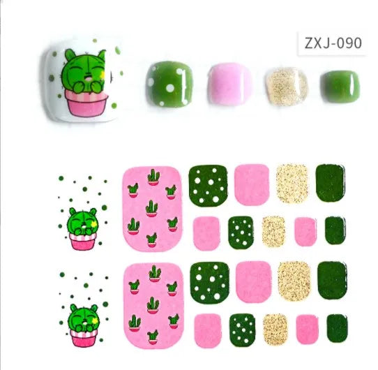 Toe Nail Art Sticker Tips Wraps Adhesive Decals Toenail Polish Strips DIY Pedicure Foot Decals Manicure Women - Glowing Love