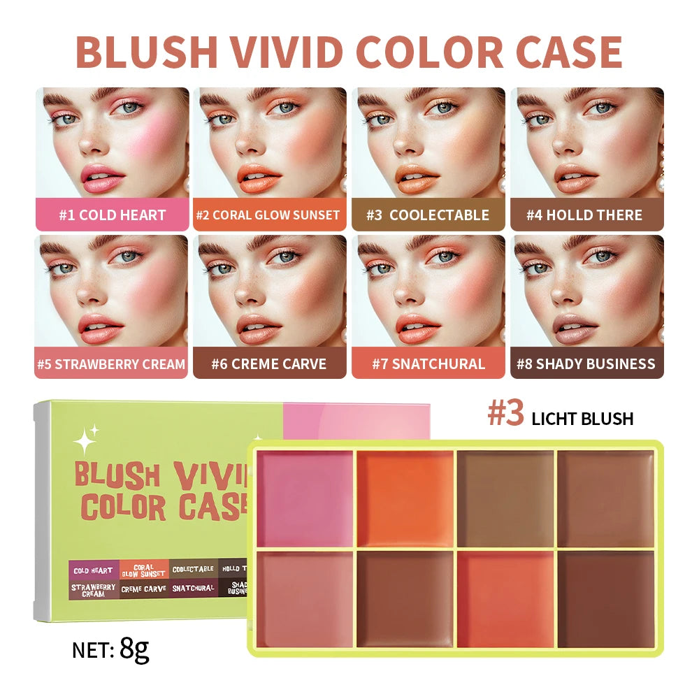 8Colors Highlight/Brow/Blush Palett Enhance Facial Three-dimensional Makeup Shimmer Waterproof Makeup Tool Cosmetic