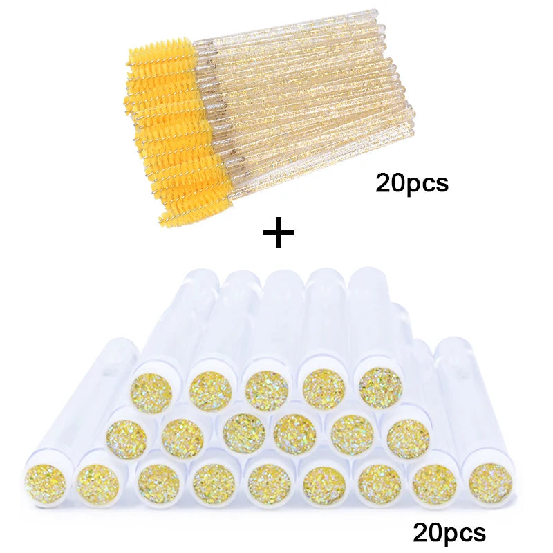 OKAYLASH 20Sets Eyelash Mascara Wands Tubes Reusable Glitter Eye Lash Brush Case Eyebrow Spoolie Comb Container Wholesale