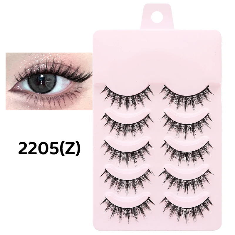 DINGSEN 5 Pairs Manga Lashes Eyes Lashes Soft Natural Long Eyelashes Fake Lashes Anime Wispy Strip False Eyelashes Makeup - Glowing Love