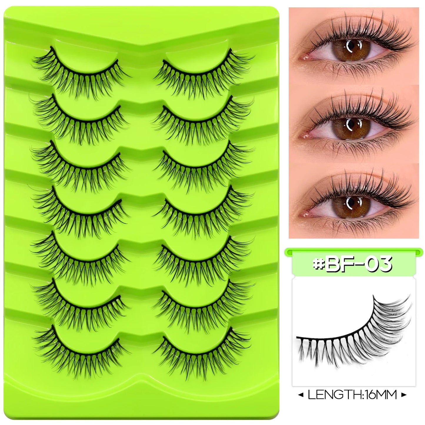 GROINNEYA Manga Lashes Eyes Lashes Soft Natural Long Eyelashes False Eyelashes Anime Wispy Strip Fake Lashes Makeup - Glowing Love
