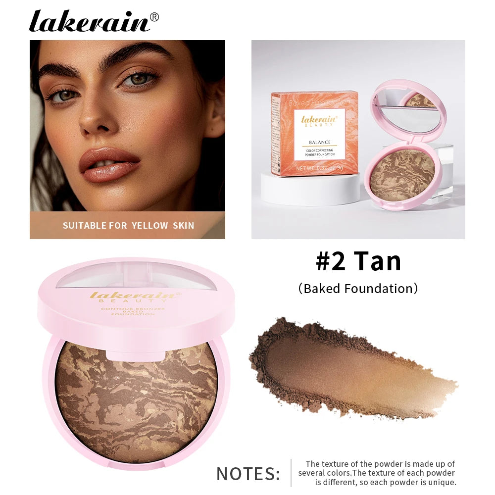 Demi Matte Baked Powder Palette Color Correcting Powder Foundation Brighten Coverage Oil Control Semi Matte Natural Finish Makeu - Glowing Love