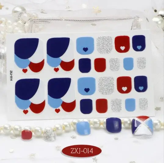 Toe Nail Art Sticker Tips Wraps Adhesive Decals Toenail Polish Strips DIY Pedicure Foot Decals Manicure Women - Glowing Love