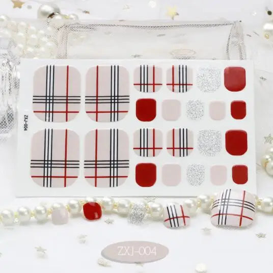 Toe Nail Art Sticker Tips Wraps Adhesive Decals Toenail Polish Strips DIY Pedicure Foot Decals Manicure Women - Glowing Love