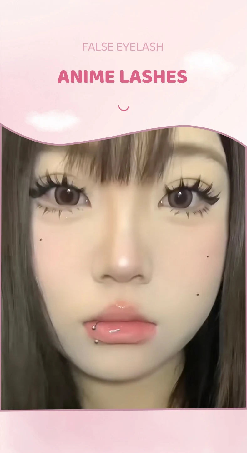 DINGSEN 5 Pairs Manga Lashes Eyes Lashes Soft Natural Long Eyelashes Fake Lashes Anime Wispy Strip False Eyelashes Makeup - Glowing Love