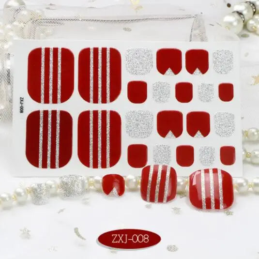 Toe Nail Art Sticker Tips Wraps Adhesive Decals Toenail Polish Strips DIY Pedicure Foot Decals Manicure Women