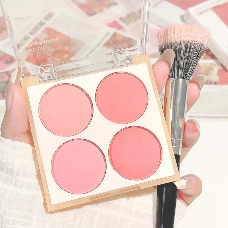 4-Color Matte Blush Palette, Waterproof Long-Lasting, Easy Apply,Multi-Look Face & Eye Makeup,Unisex,Safe Certified,Perfect Gift