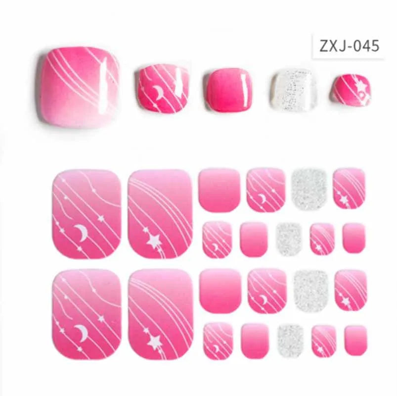 Toe Nail Art Sticker Tips Wraps Adhesive Decals Toenail Polish Strips DIY Pedicure Foot Decals Manicure Women - Glowing Love