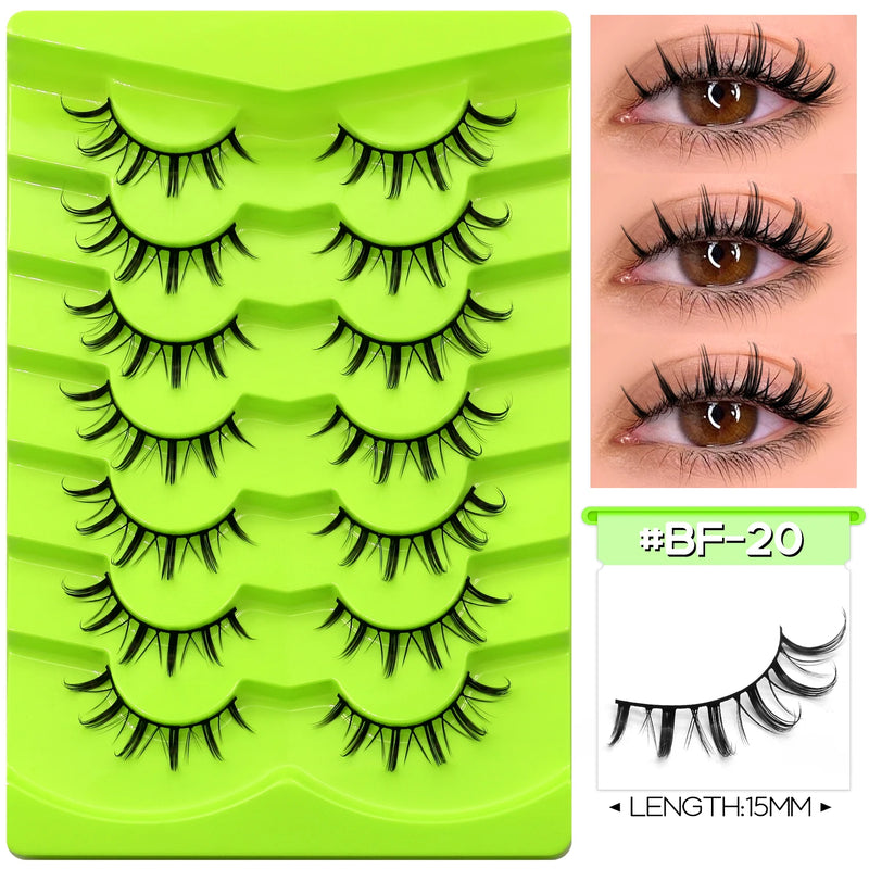 GROINNEYA Manga Lashes Eyes Lashes Soft Natural Long Eyelashes False Eyelashes Anime Wispy Strip Fake Lashes Makeup
