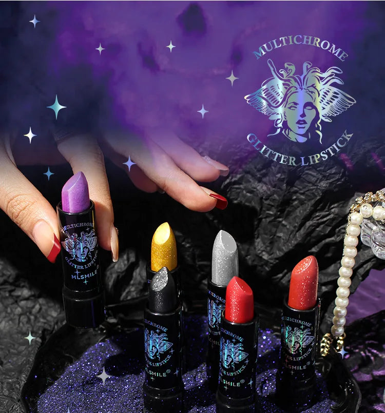 Pearly Lustre Diamond Lipstick Shiny Metallic Lipsticks Black Dark Red Lipsticks Matte Lasting Non-stick Cup Festival Lip Makeup - Glowing Love