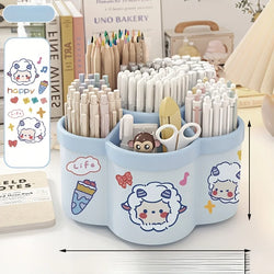 Rotating Desk Organizer, Multi-Compartment Storage Caddy for Stationery, Makeup Brushes, Lipsticks, Eyebrow Pencils