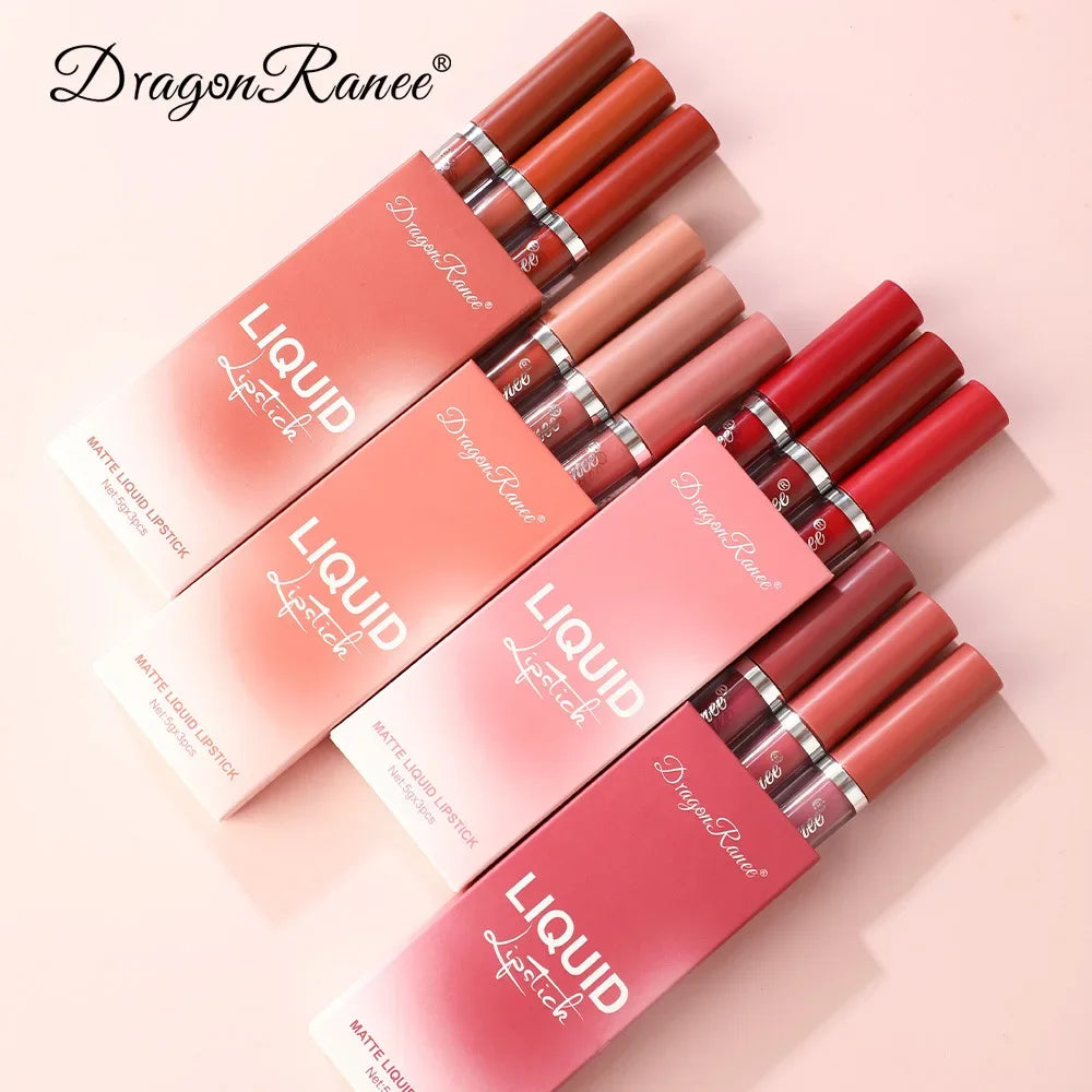 3 PCS Liquid Lipsticks Set Long Lasting Make Up For Women Korean Beauty Cosmetics Matte Lipsticks Waterproof Long lasting - Glowing Love