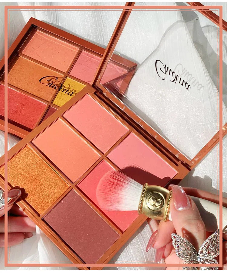 6 Colors Matte Blush Palette Cute Sunburn Makeup Palette Peach Pumpkin Color Lasting Nature Water Proof Quality Female Cosmetic