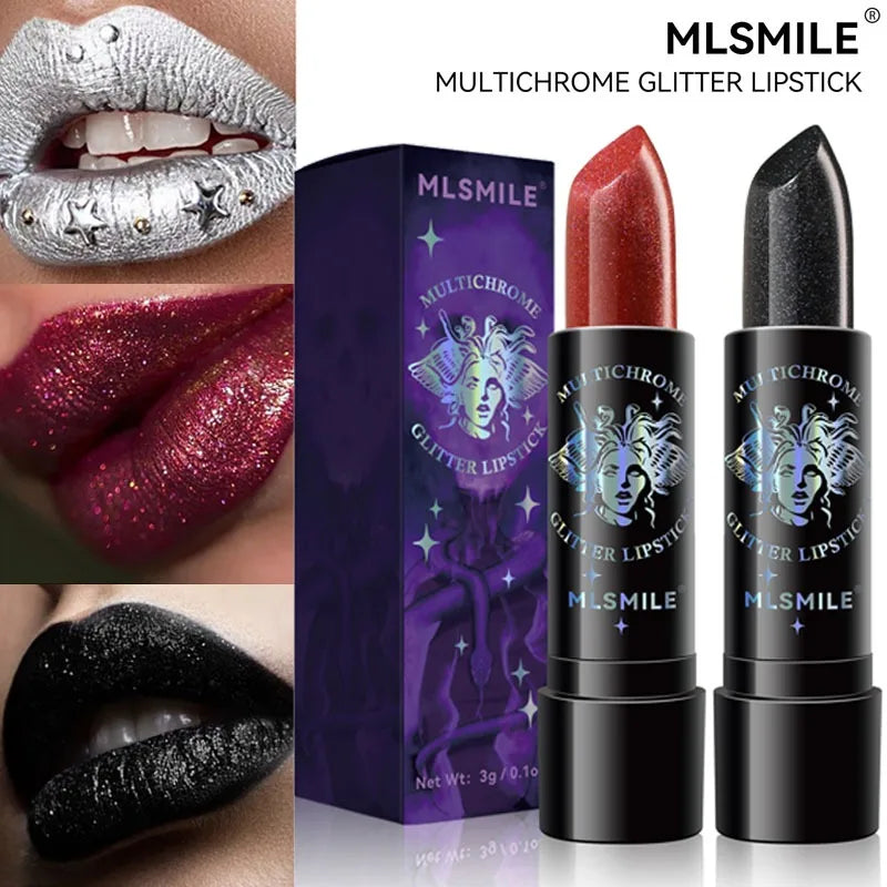 Pearly Lustre Diamond Lipstick Shiny Metallic Lipsticks Black Dark Red Lipsticks Matte Lasting Non-stick Cup Festival Lip Makeup - Glowing Love