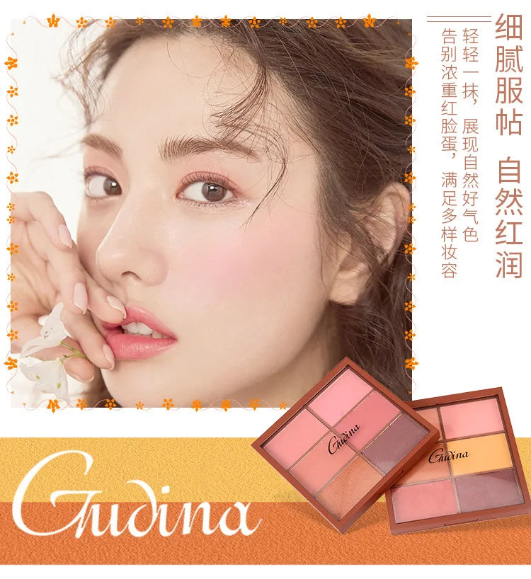 6 Colors Matte Blush Palette Cute Sunburn Makeup Palette Peach Pumpkin Color Lasting Nature Water Proof Quality Female Cosmetic
