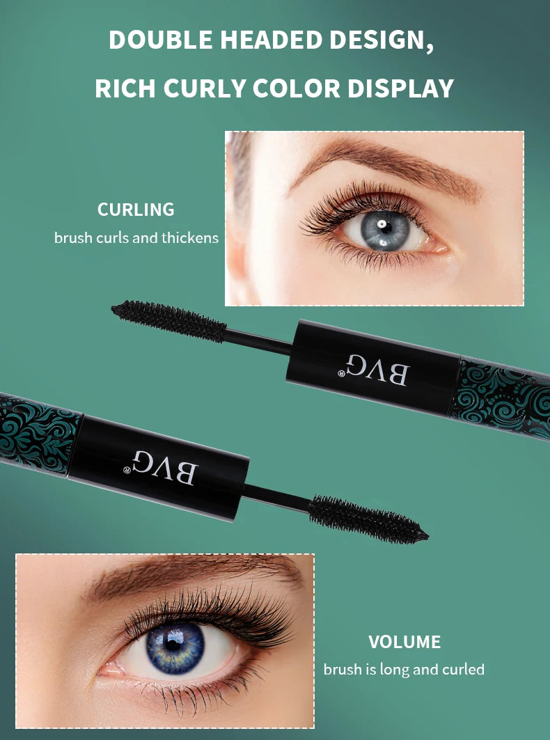 Double-ended mascara with ultra-fine brush head, full of curling, waterproof, anti-fouling, no makeup, curling eyelash makeup to