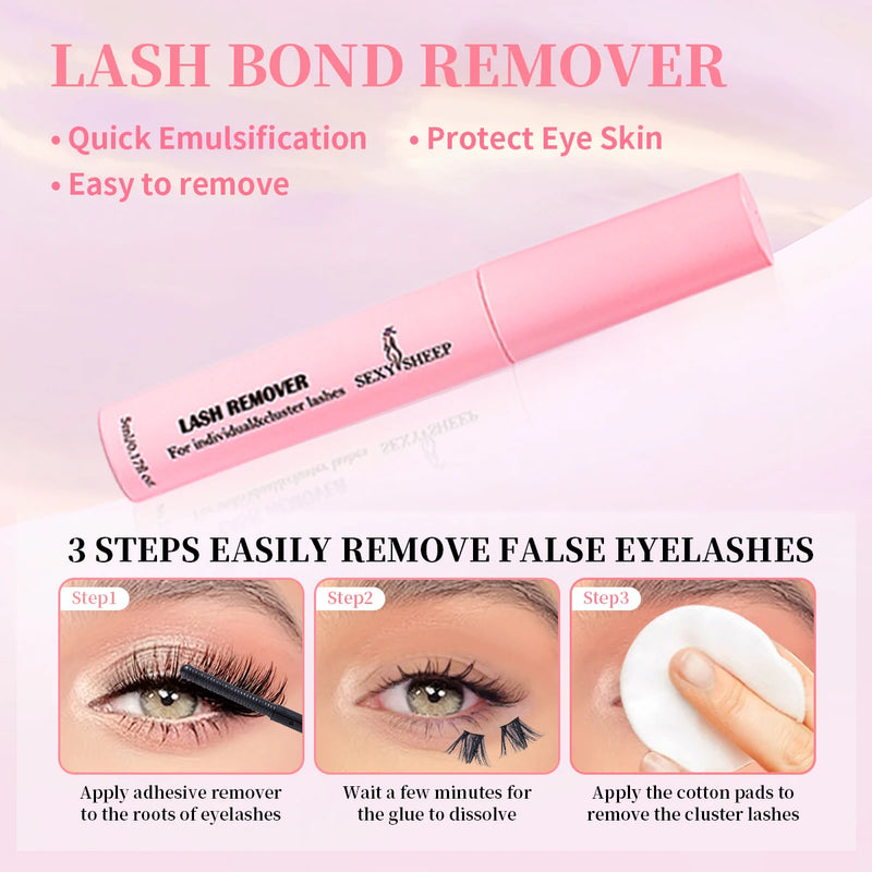 Individual Eyelash Clusters Kit DIY Lash Extension Kit Mix Length Lash Eyelash Tweezers Lash Brush