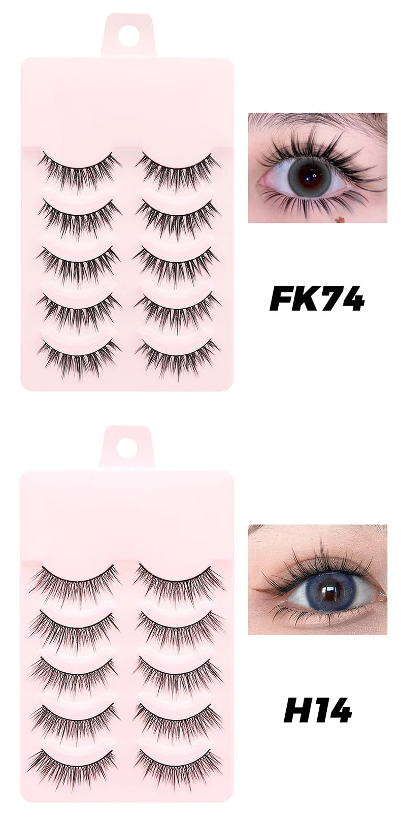DINGSEN 5 Pairs Manga Lashes Eyes Lashes Soft Natural Long Eyelashes Fake Lashes Anime Wispy Strip False Eyelashes Makeup - Glowing Love