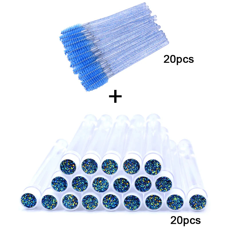 OKAYLASH 20Sets Eyelash Mascara Wands Tubes Reusable Glitter Eye Lash Brush Case Eyebrow Spoolie Comb Container Wholesale - Glowing Love