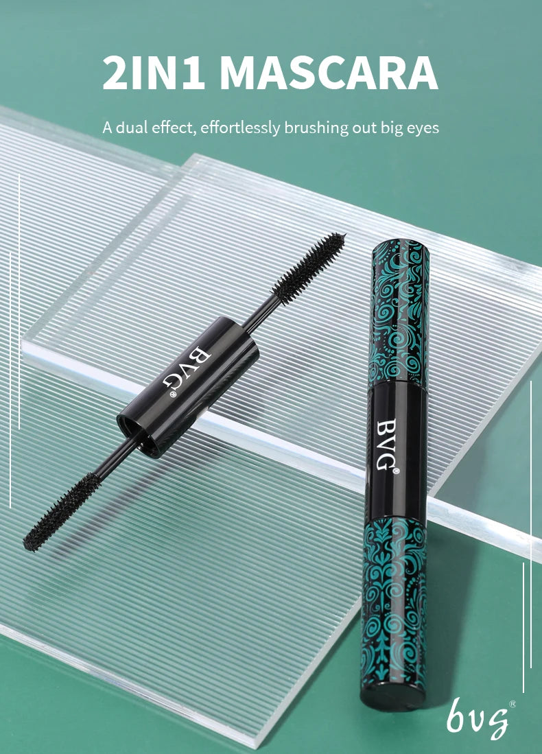 Double-ended mascara with ultra-fine brush head, full of curling, waterproof, anti-fouling, no makeup, curling eyelash makeup to
