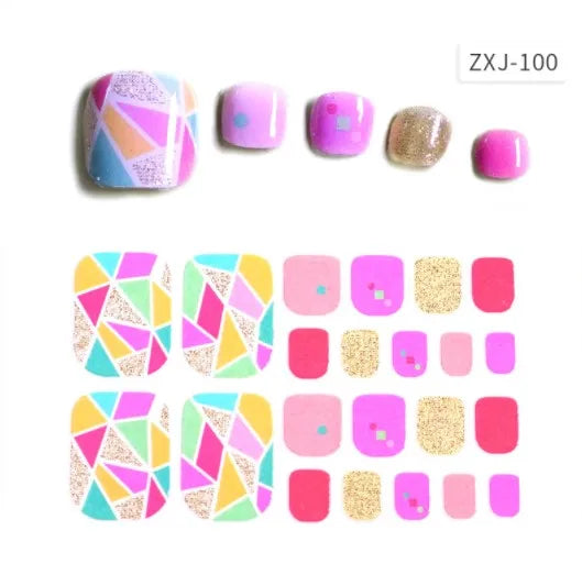Toe Nail Art Sticker Tips Wraps Adhesive Decals Toenail Polish Strips DIY Pedicure Foot Decals Manicure Women