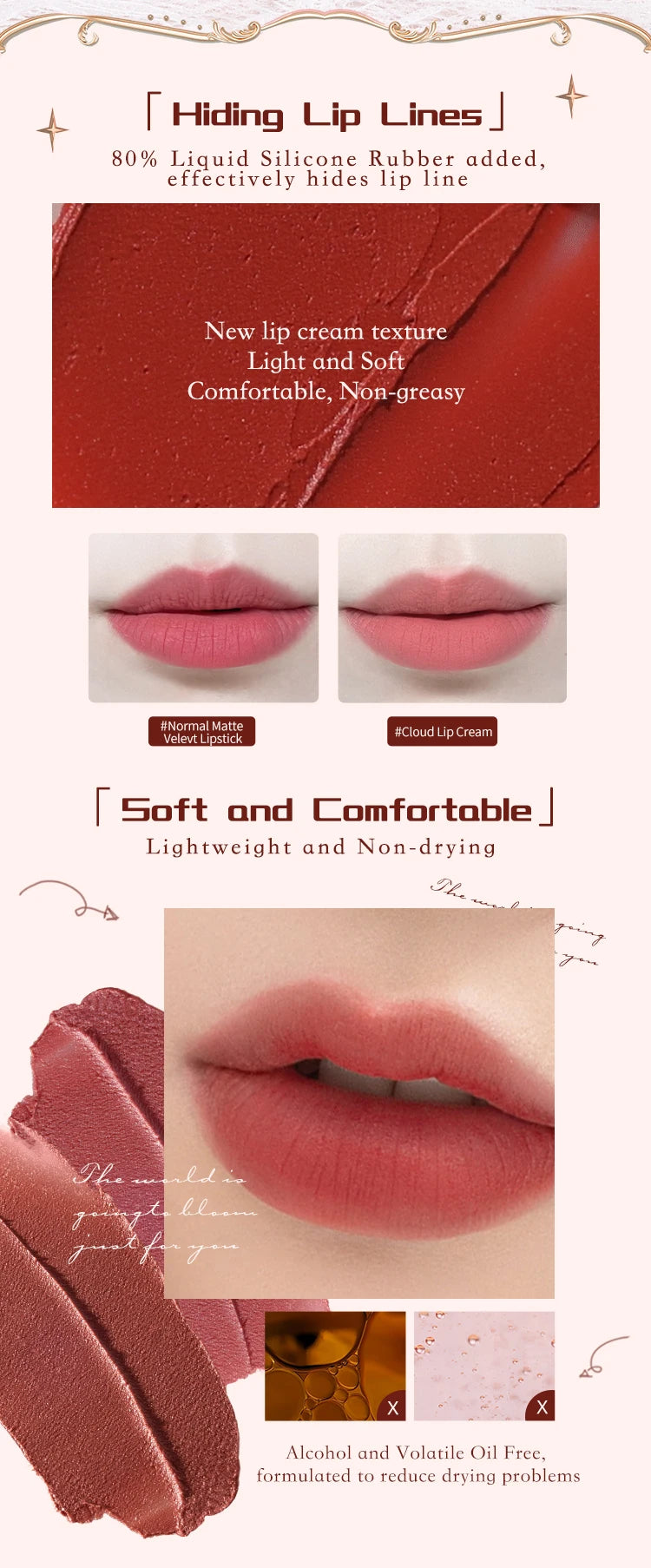 Flower Knows Strawberry Rococo Series Cloud Lip Cream Lipsticks 3.5g - Glowing Love
