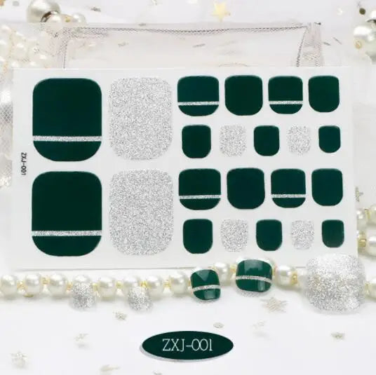 Toe Nail Art Sticker Tips Wraps Adhesive Decals Toenail Polish Strips DIY Pedicure Foot Decals Manicure Women - Glowing Love