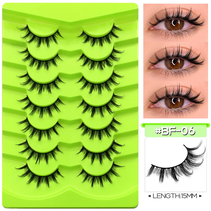 GROINNEYA Manga Lashes Eyes Lashes Soft Natural Long Eyelashes False Eyelashes Anime Wispy Strip Fake Lashes Makeup