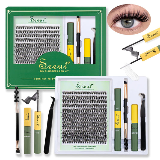 Individual Lashes Cluster Lash Clusters DIY Eyelash Extension Resuable with lash glue remover tweezers lash brush - Glowing Love
