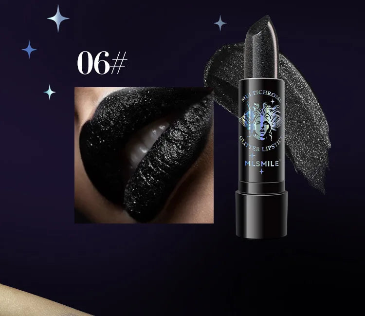 Pearly Lustre Diamond Lipstick Shiny Metallic Lipsticks Black Dark Red Lipsticks Matte Lasting Non-stick Cup Festival Lip Makeup - Glowing Love