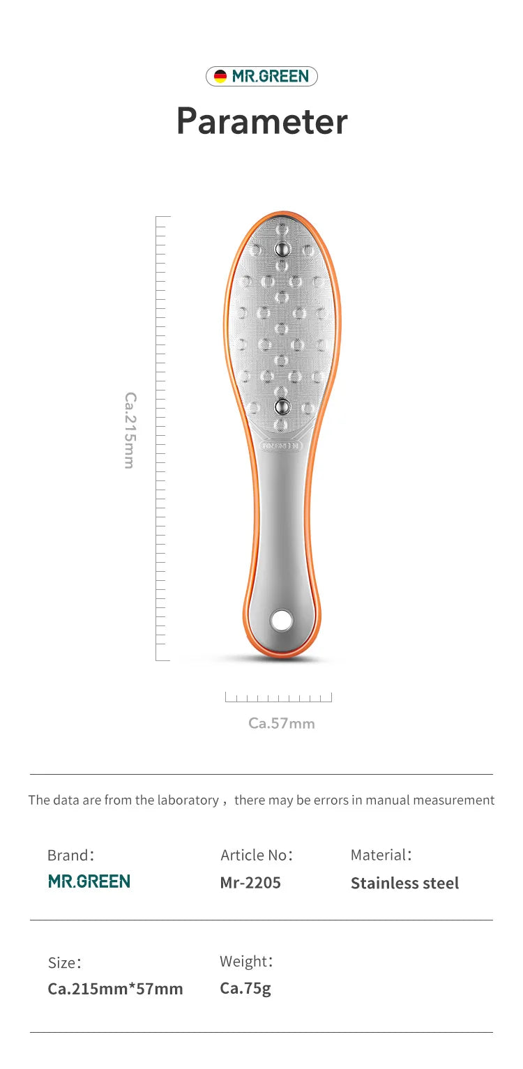 MR.GREEN Double Sided Foot File Pedicure Foot Care Tools Dead Skin Callus Remover Stainless Steel Professional