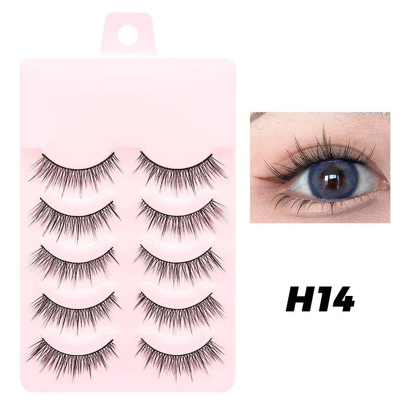 DINGSEN 5 Pairs Manga Lashes Eyes Lashes Soft Natural Long Eyelashes Fake Lashes Anime Wispy Strip False Eyelashes Makeup - Glowing Love
